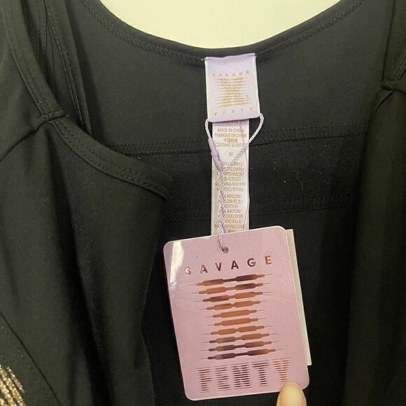 NEW! Savage x Fenty Black one piece logo banded Bodysuit plus size 3X - Picture 3 of 8